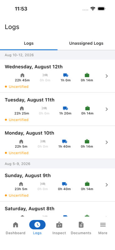 Logs list