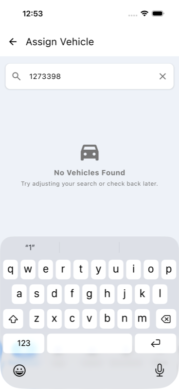 Assign Vehicle, search list